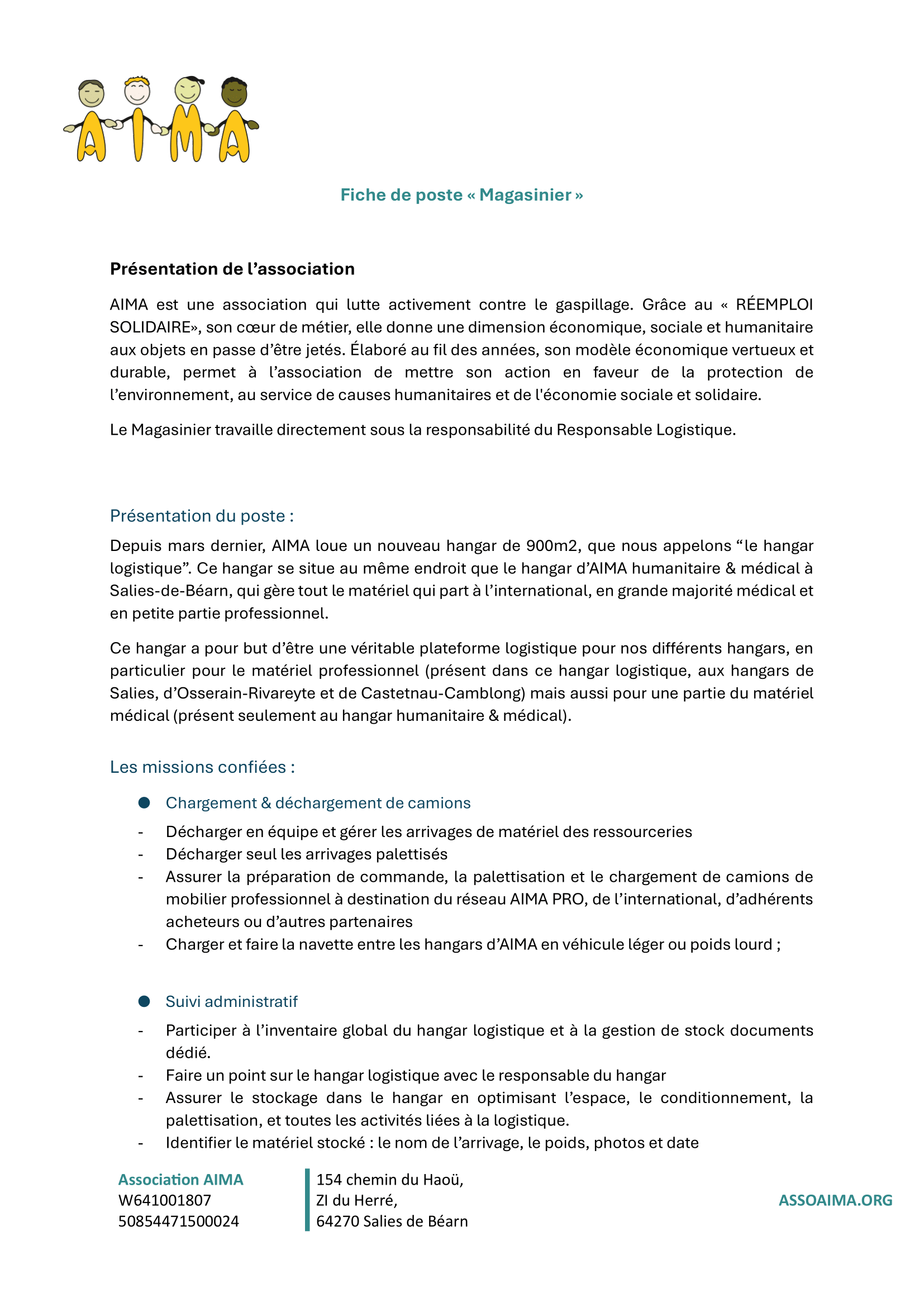 Fiche de poste - Magasinier - Pôle Logistique-1